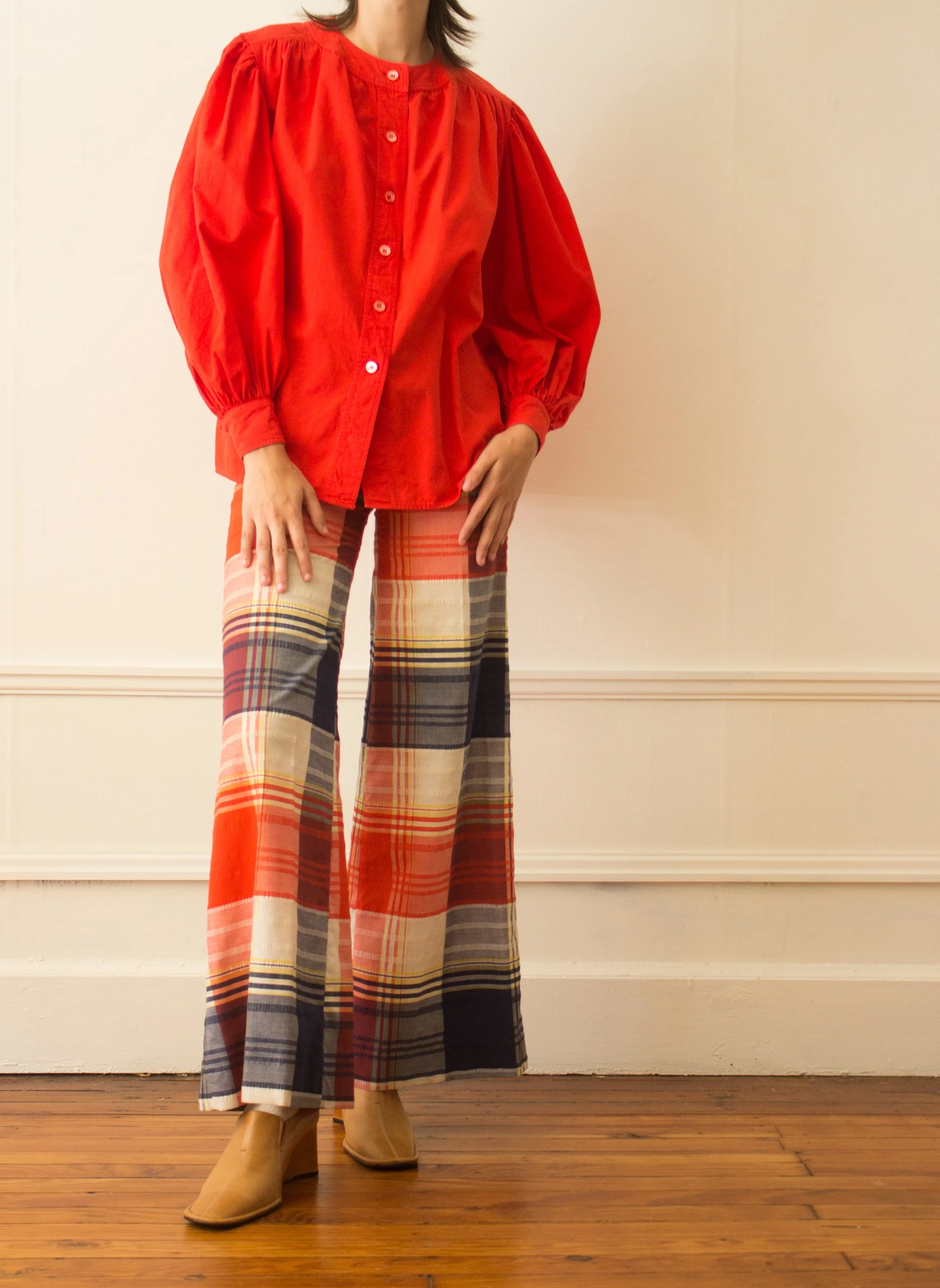 【関税&送料込】Saint Laurent Tiziano Red Cotton Pant 1970s Yves Saint Laurent Cotton Peasant Top — Wayward Collection